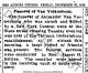 Report on Funeral of Alexander VV (1840-1910) in Auburn, NY.
